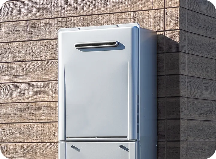 threeColumnsDetails__list__item__image 住宅の外壁に設置されたガス給湯器